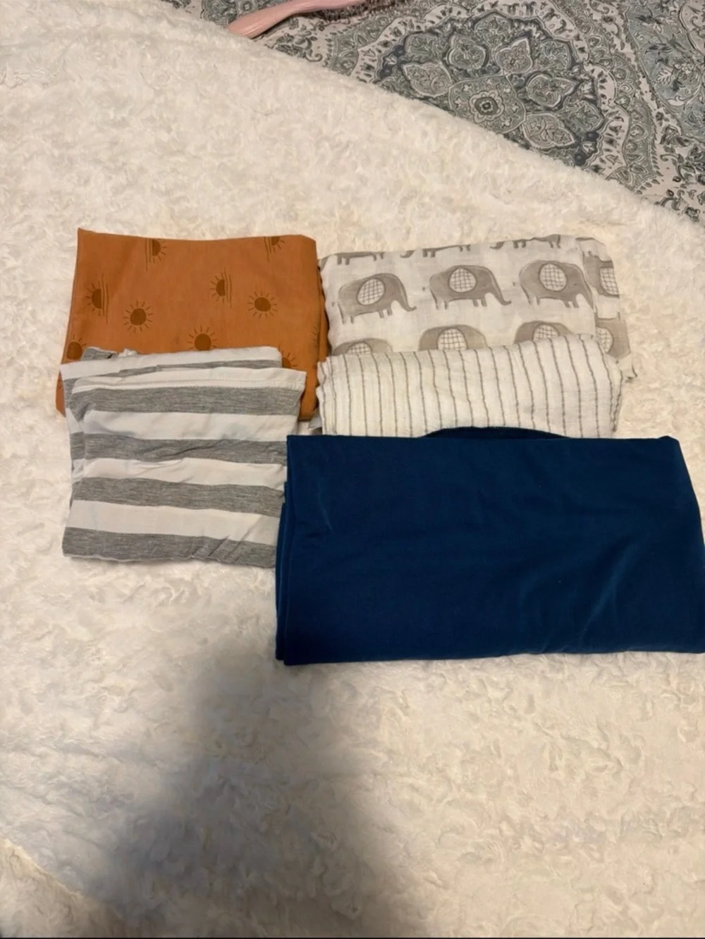 Mixed Baby Swaddle & Blanket Bundle - Navy, Mustard, Gray, Cream